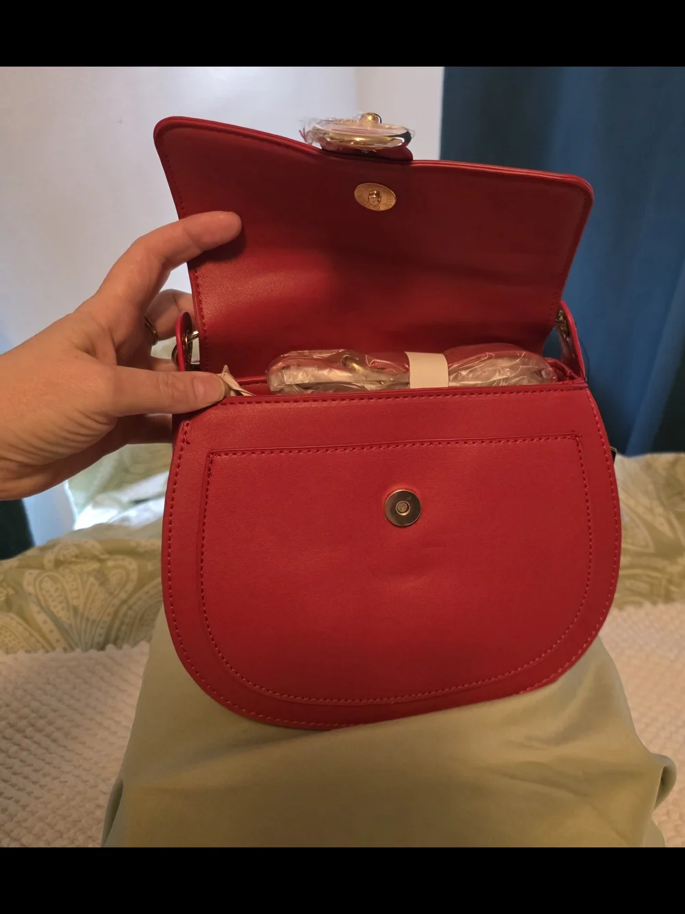 Badgley Mischka Red Saddle Bag - Letter Lock